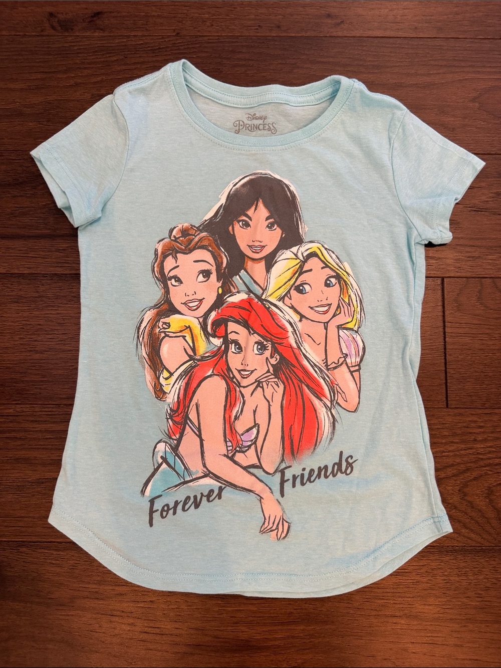 Disney Princess Light Blue Girls' Short Sleeve Tee Size Medium 7/8 - C45-084